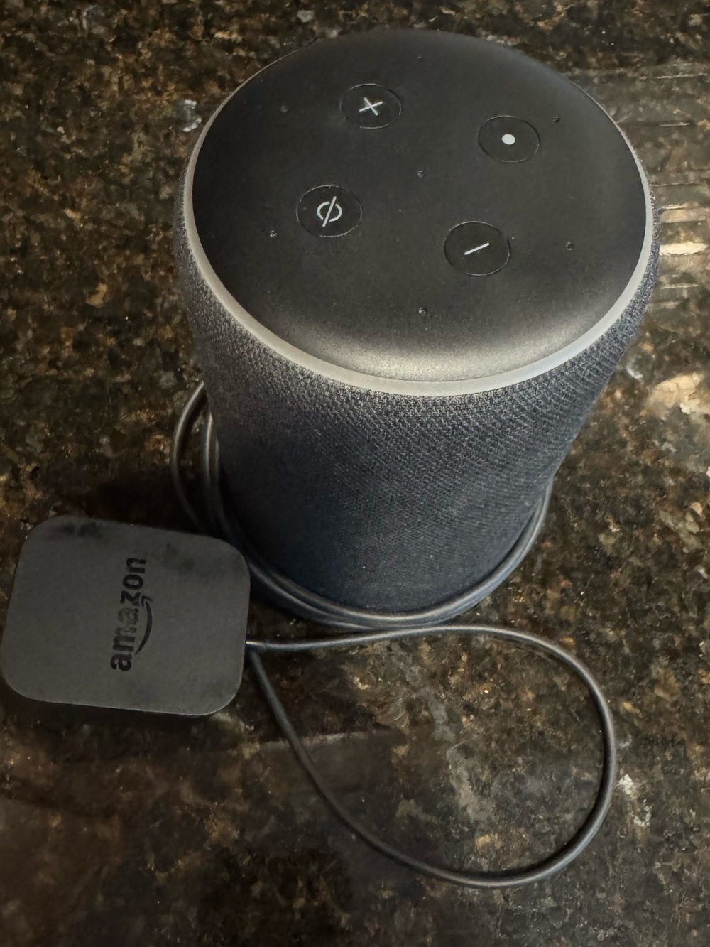 Amazon Black Fabric Portable Smart Speaker with Power Adapter